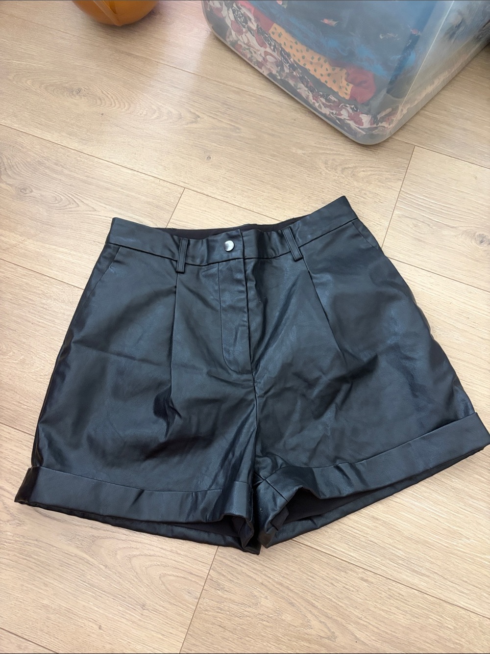 BCBG Black Faux Leather High-Waist Women’s Shorts